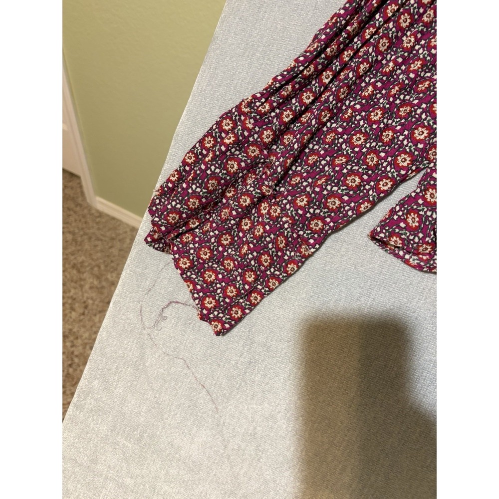FREE PEOPLE Women Multicolor Long Flare Sleeve Boho Peasant Style Blouse Sz L - Picture 7 of 15
